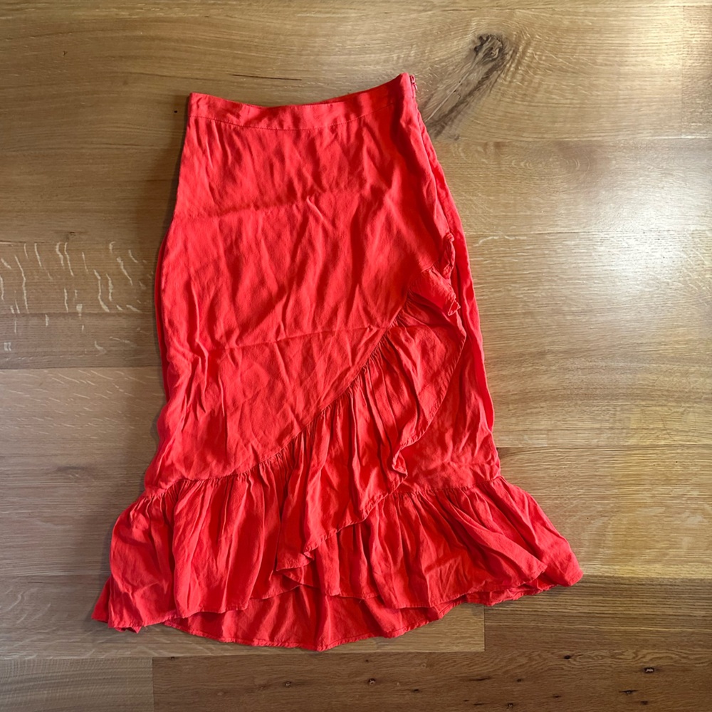 H&M Red Ruffled Skirt